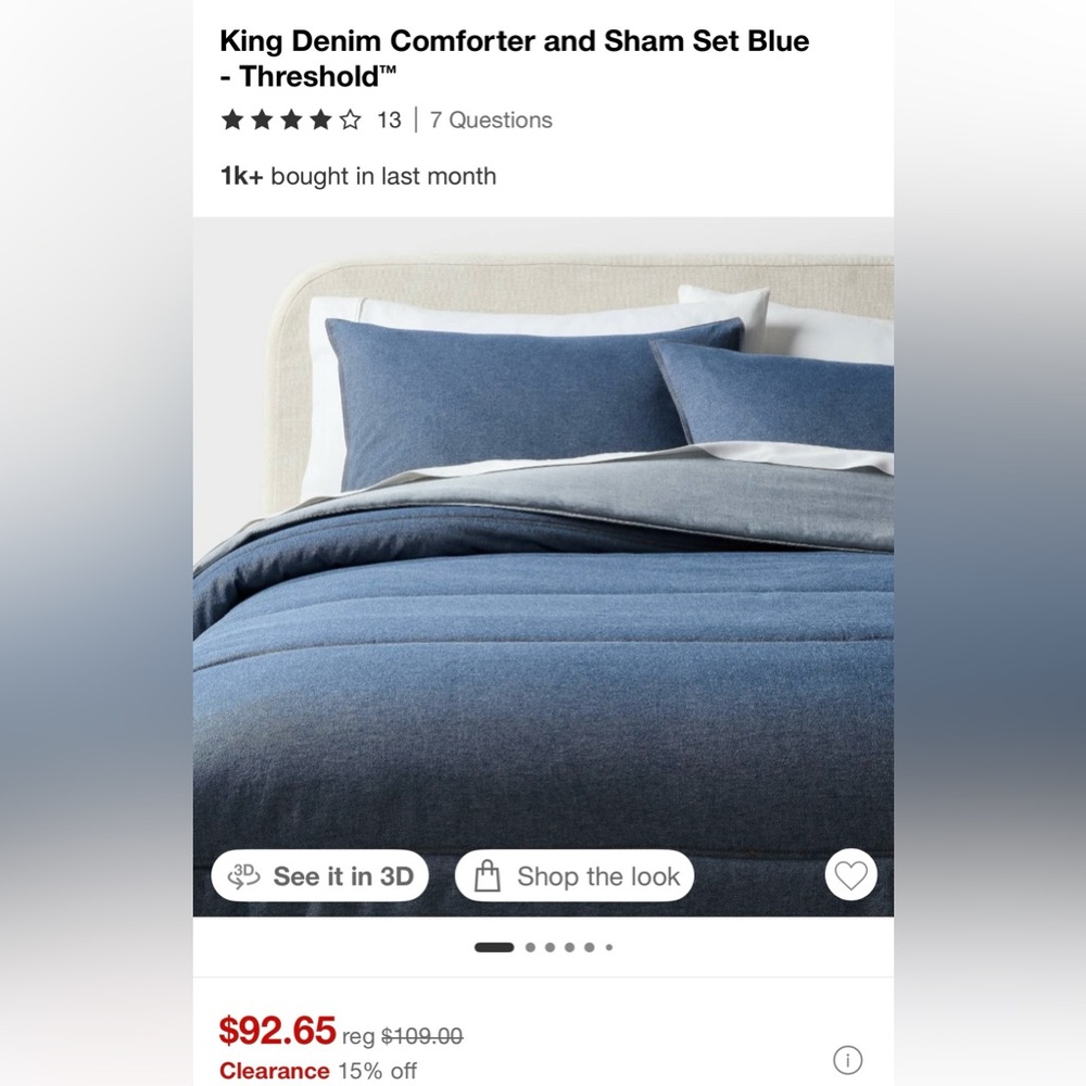 Brand New Threshold Denim-Style Blue Comforter Sets